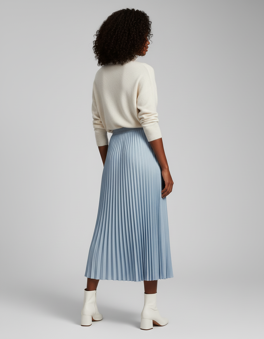 Jupe Plissée Longue Bleu Ciel