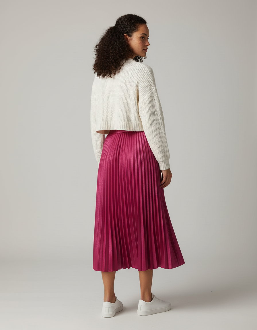 Jupe Longue Plissée Métallisée