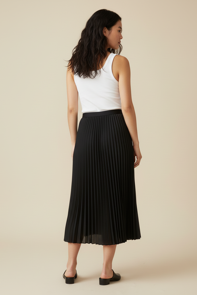 Jupe Longue Plissee Ceinture Élastiquée