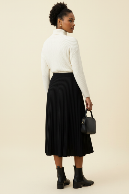 Jupe Longue Noire Plissée Chic