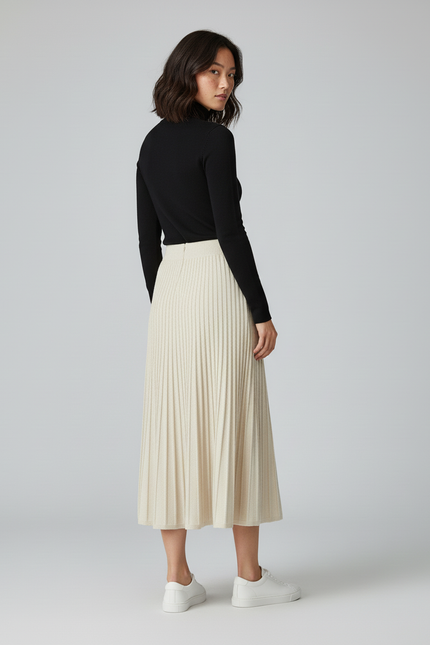 Jupe Longue Crème Plissée Élégante