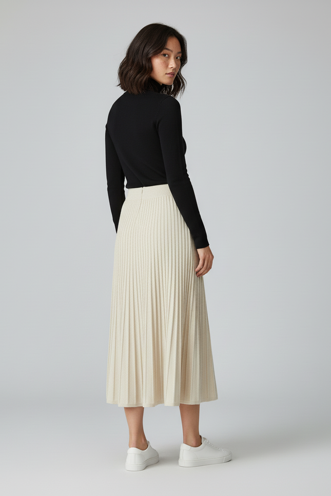 Jupe Longue Crème Plissée Élégante