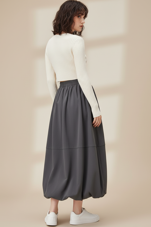 Jupe Longue Grise Coton