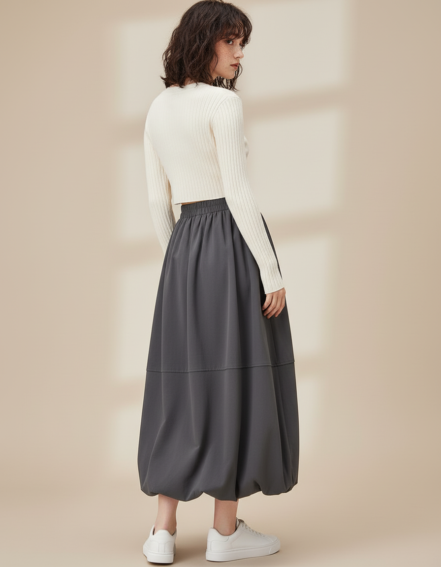 Jupe Longue Grise Coton