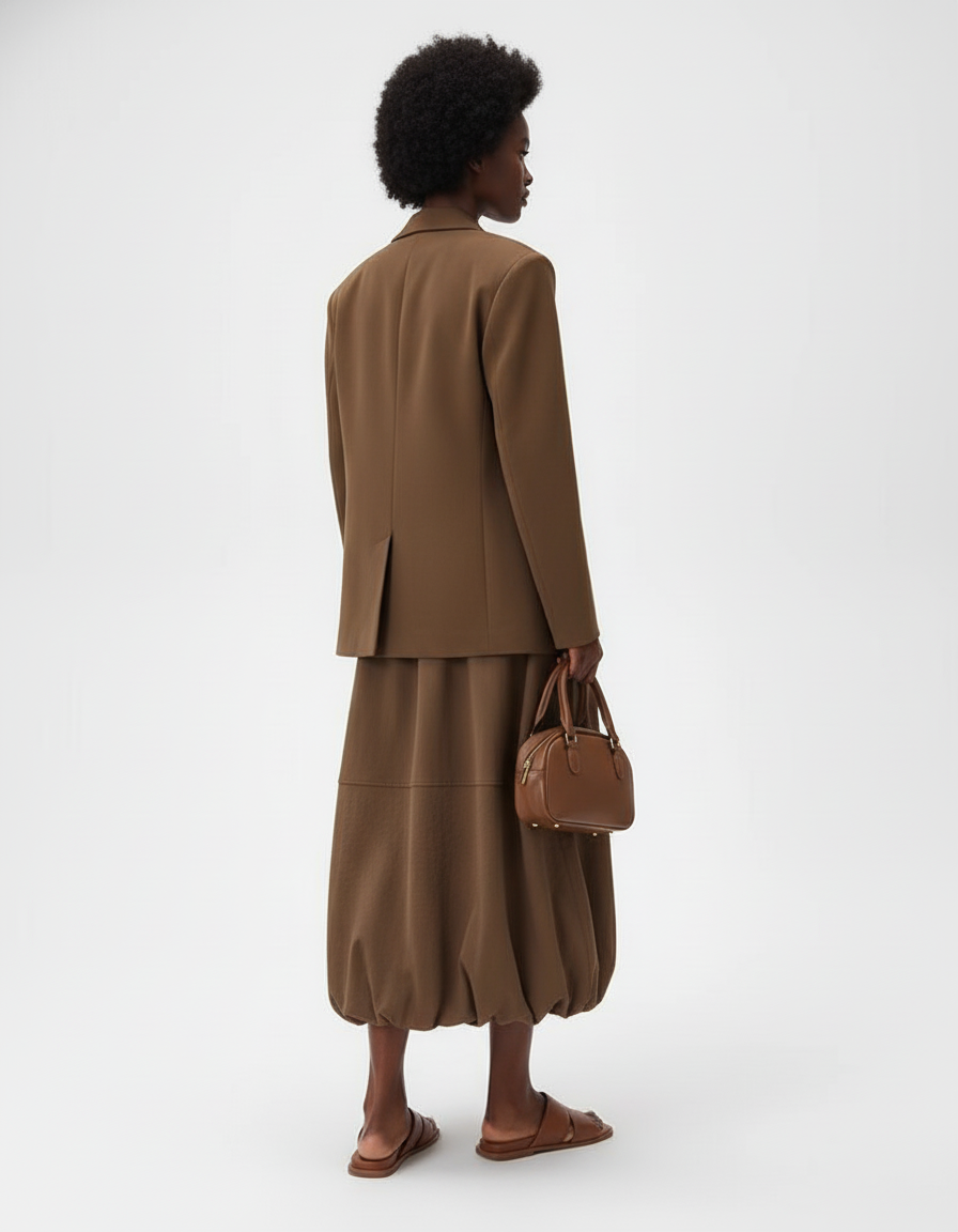 Jupe Longue Marron Bouffante Élégante