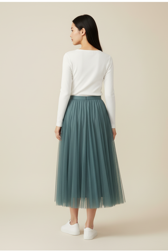 Jupe Longue Tulle Vert D'Eau