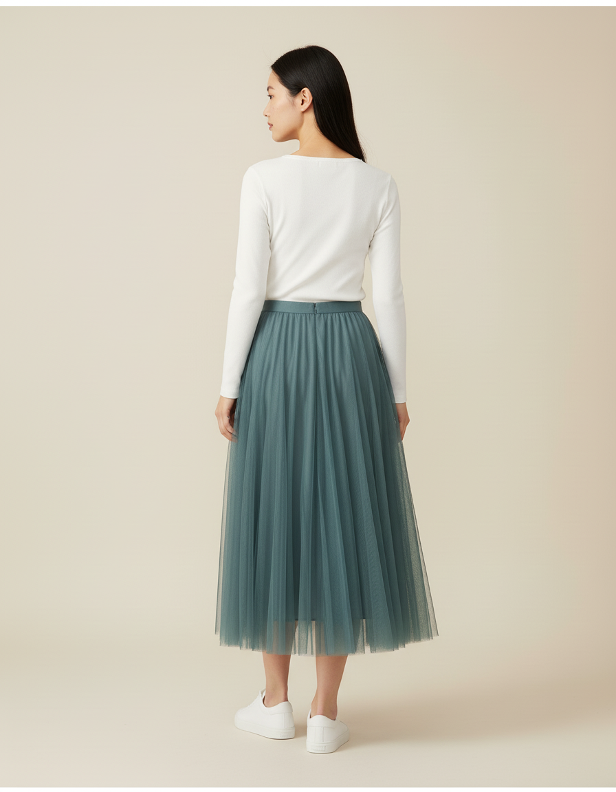 Jupe Longue Tulle Vert D'Eau