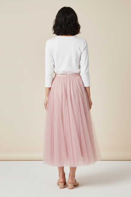 Jupe Longue Mousseline Rose
