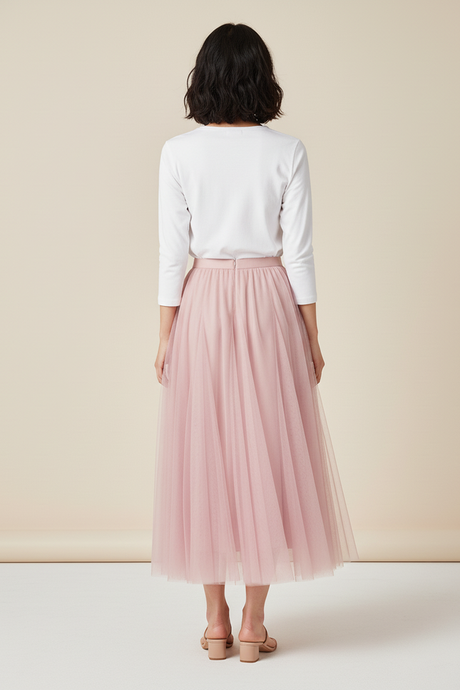 Jupe Longue Mousseline Rose