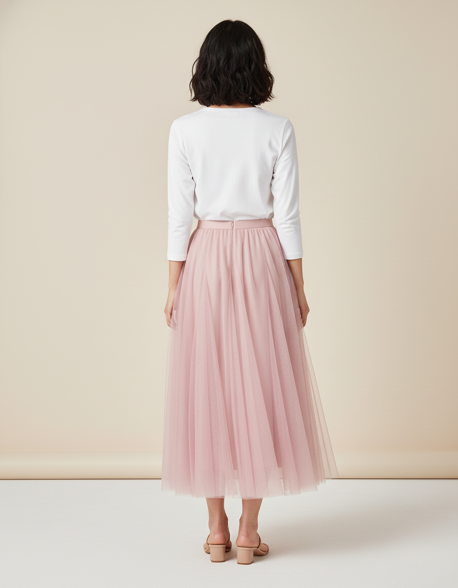 Jupe Longue Mousseline Rose