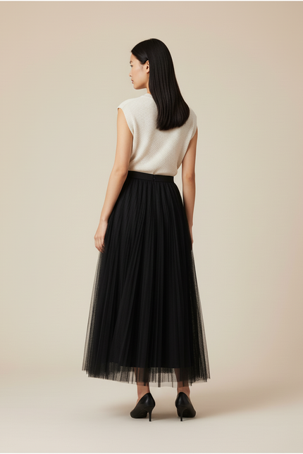 Jupe Longue Avec Voile Transparent