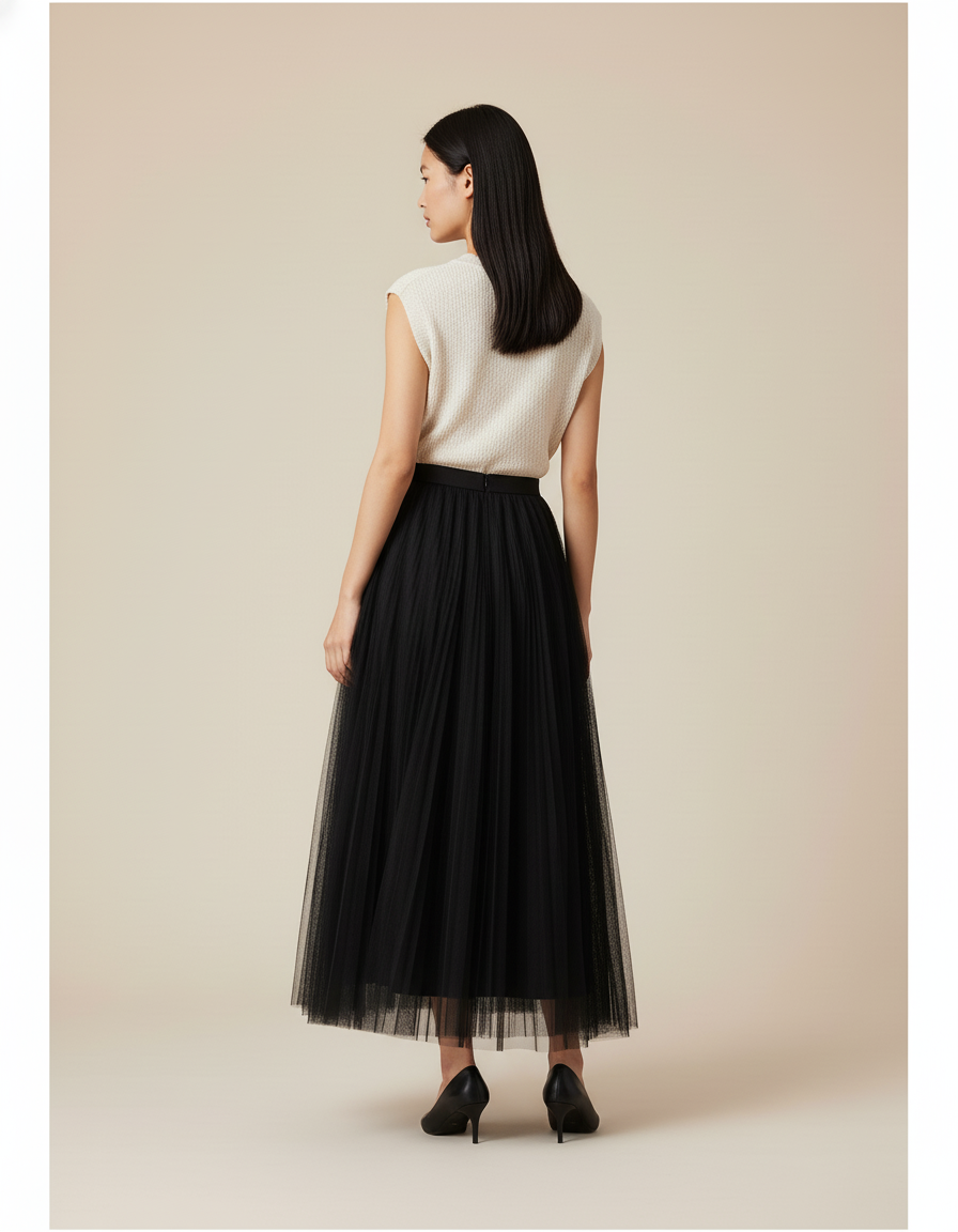 Jupe Longue Avec Voile Transparent