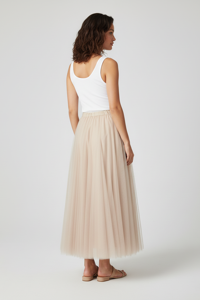 Jupe Longue Tulle Plissée Fluide