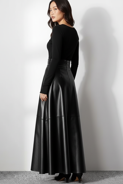 Jupe Longue En Cuir Femme