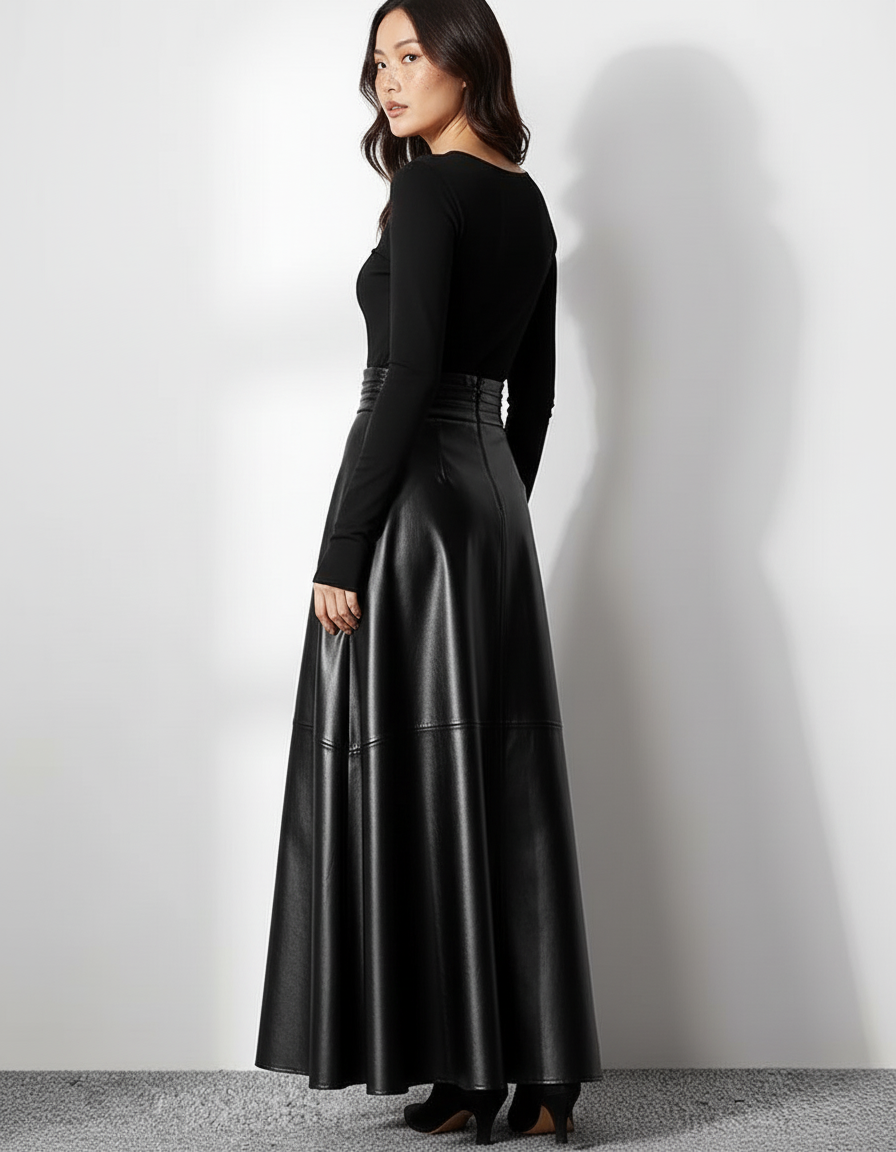 Jupe Longue En Cuir Femme