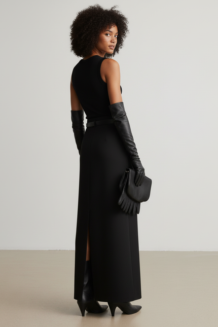 Jupe Noire Droite Longue