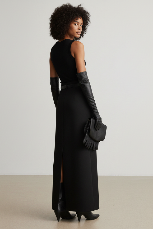 Jupe Noire Droite Longue