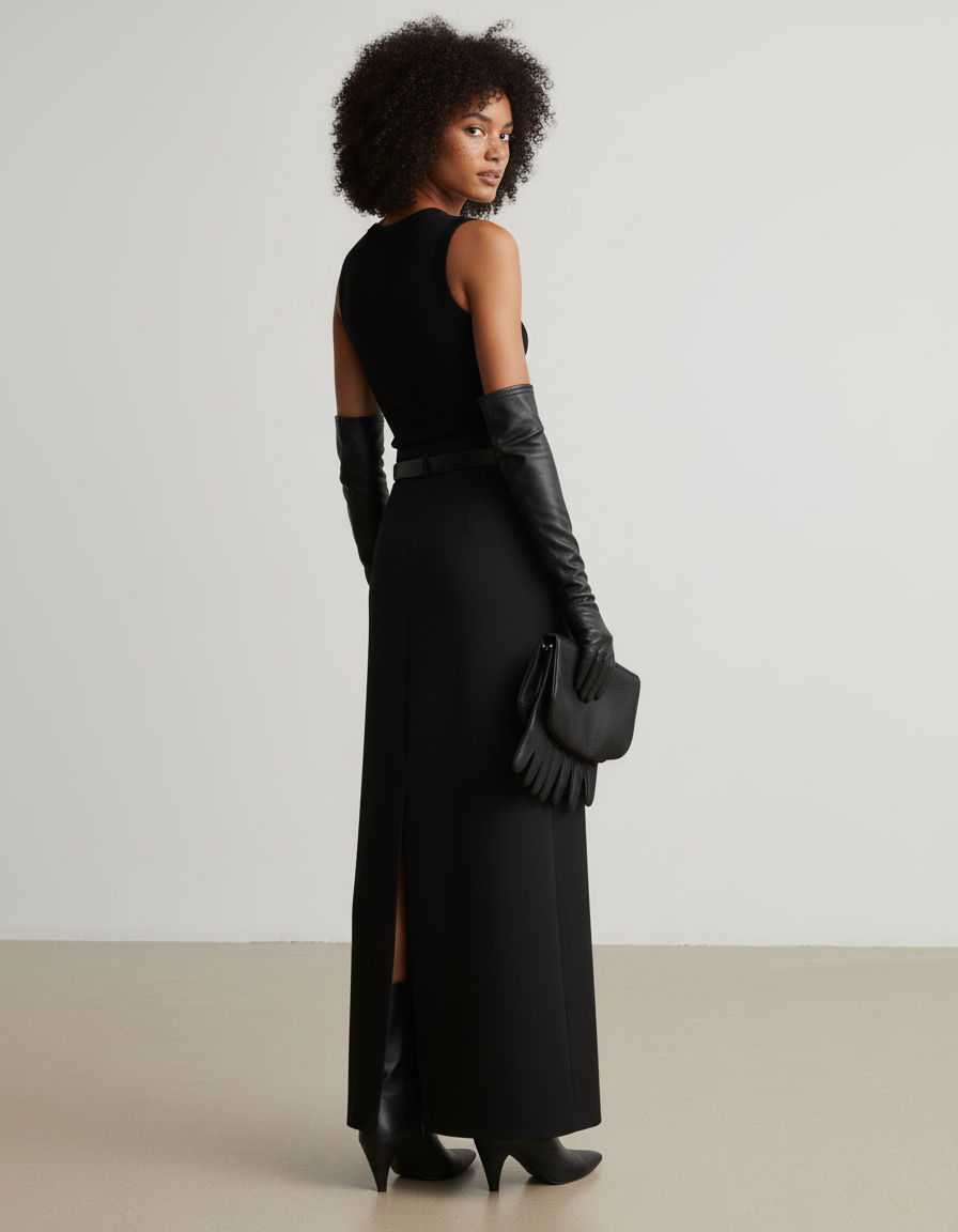 Jupe Noire Droite Longue