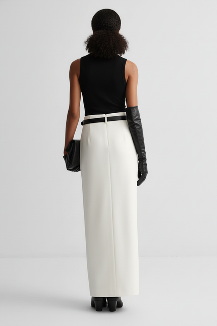 Jupe Longue Crème Droite Élégante