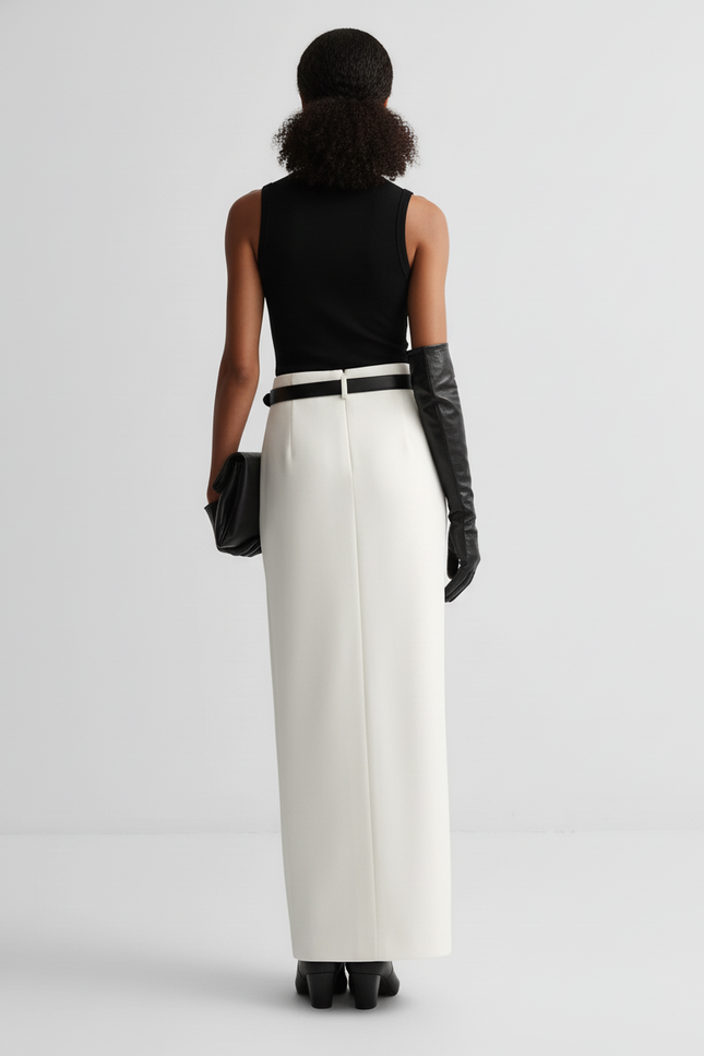 Jupe Longue Crème Droite Élégante