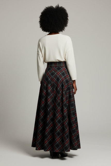 Jupe Longue A Carreaux Rouge