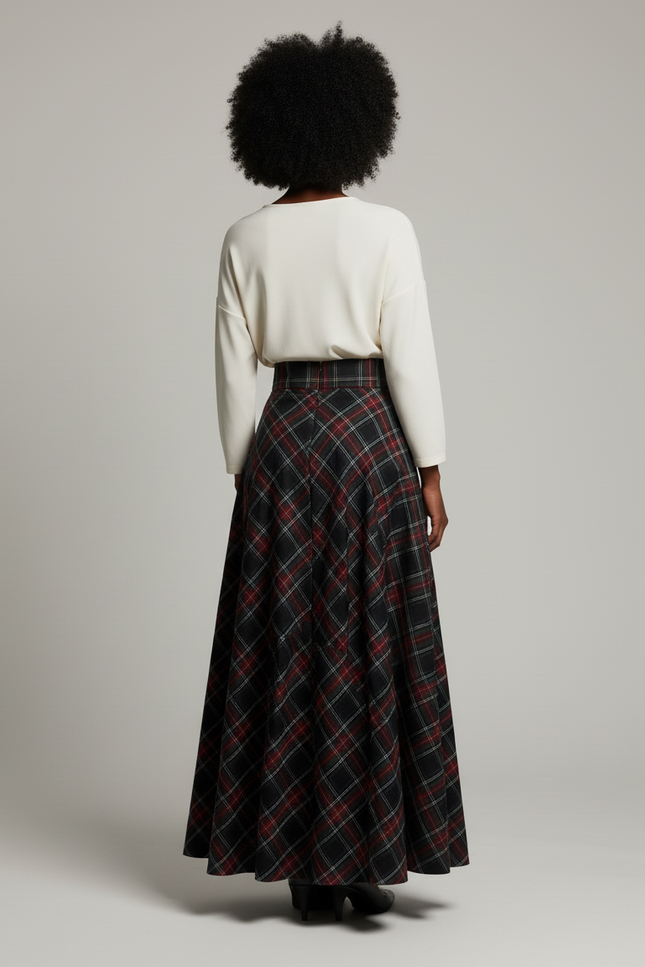 Jupe Longue A Carreaux Rouge