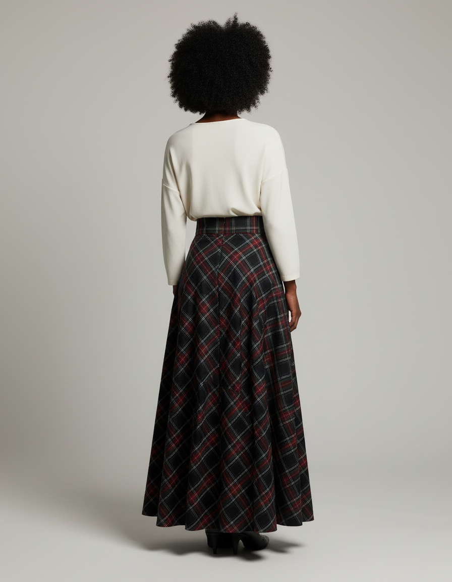 Jupe Longue A Carreaux Rouge