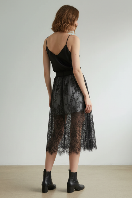 Jupe Noire Voile Longue