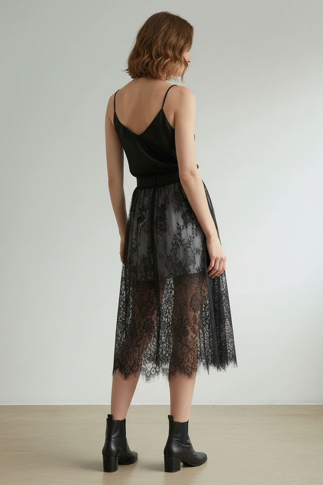 Jupe Noire Voile Longue