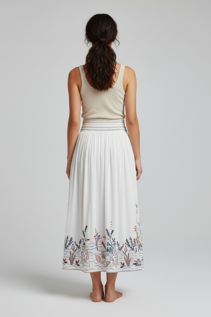 Jupe Longue Brodée Femme