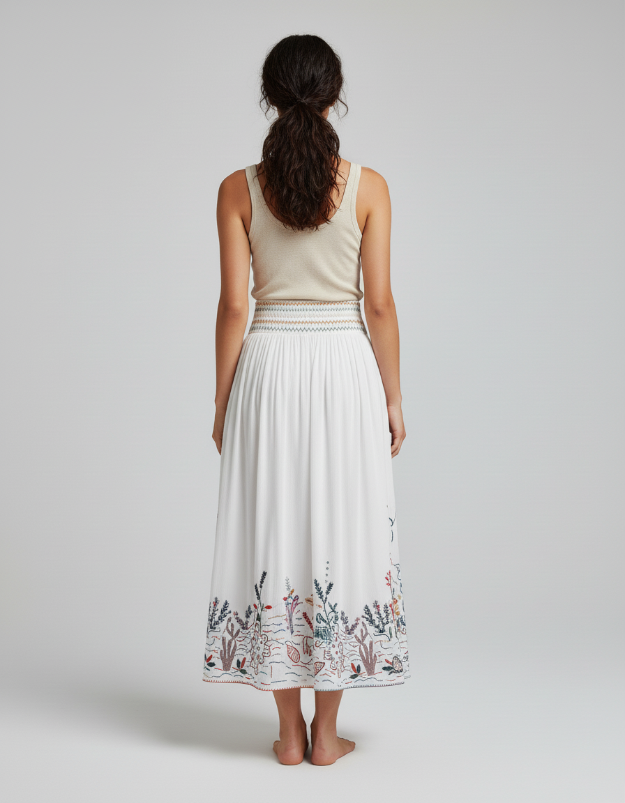 Jupe Longue Brodée Femme