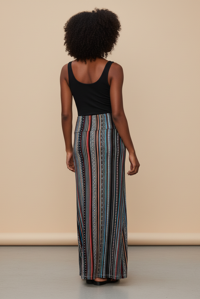 Jupe Longue Motif Geometrique