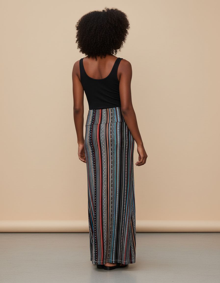 Jupe Longue Motif Geometrique