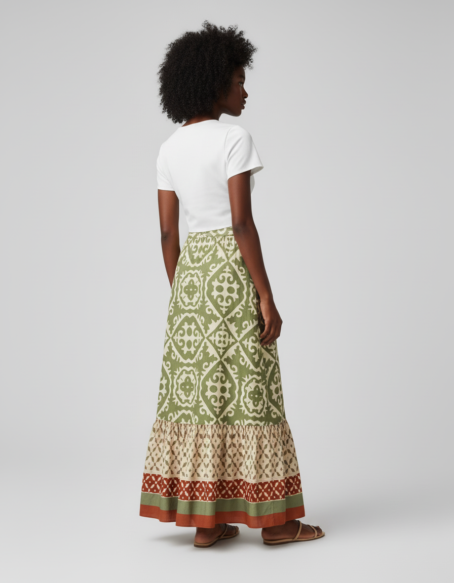 Jupe Longue Boheme Verte