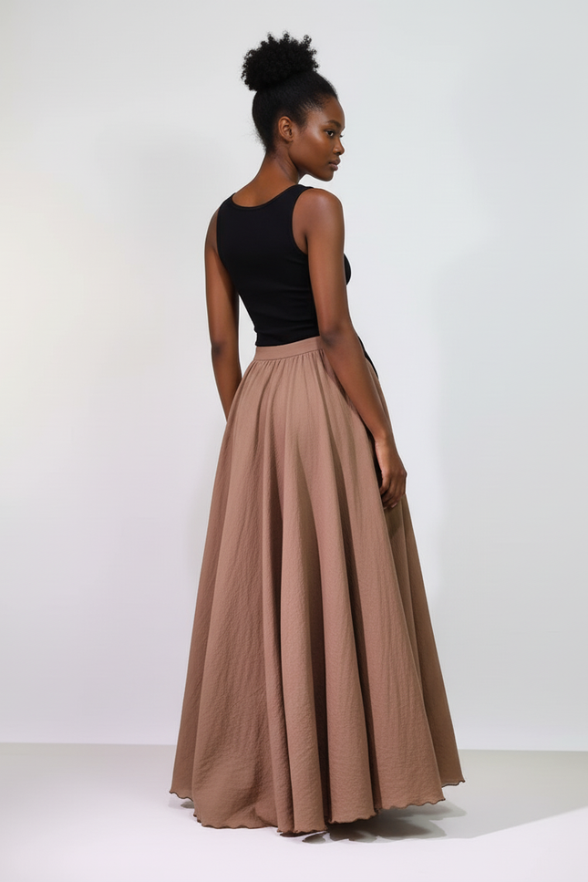 Jupe Longue Taupe Fluide Bohème