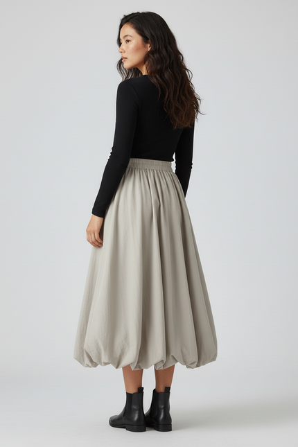 Jupe Longue Beige Lanterne Élégante