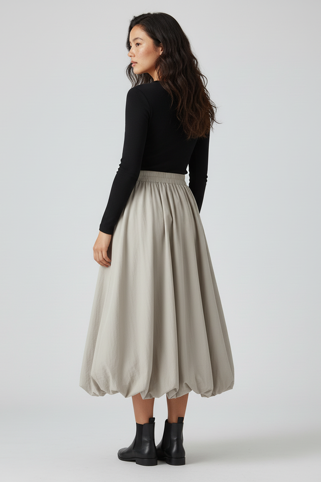 Jupe Longue Beige Lanterne Élégante