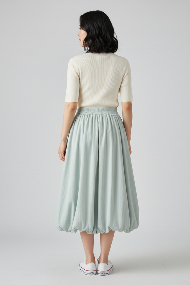 Jupe Longue Vert Menthe Lanterne Élégante