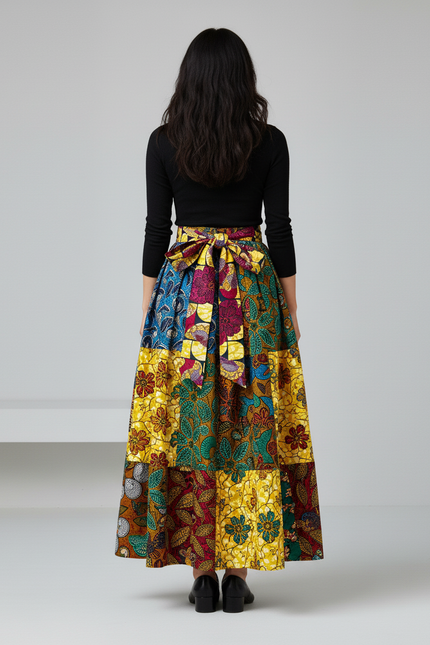 Jupe Longue Patchwork Multicolore Bohème