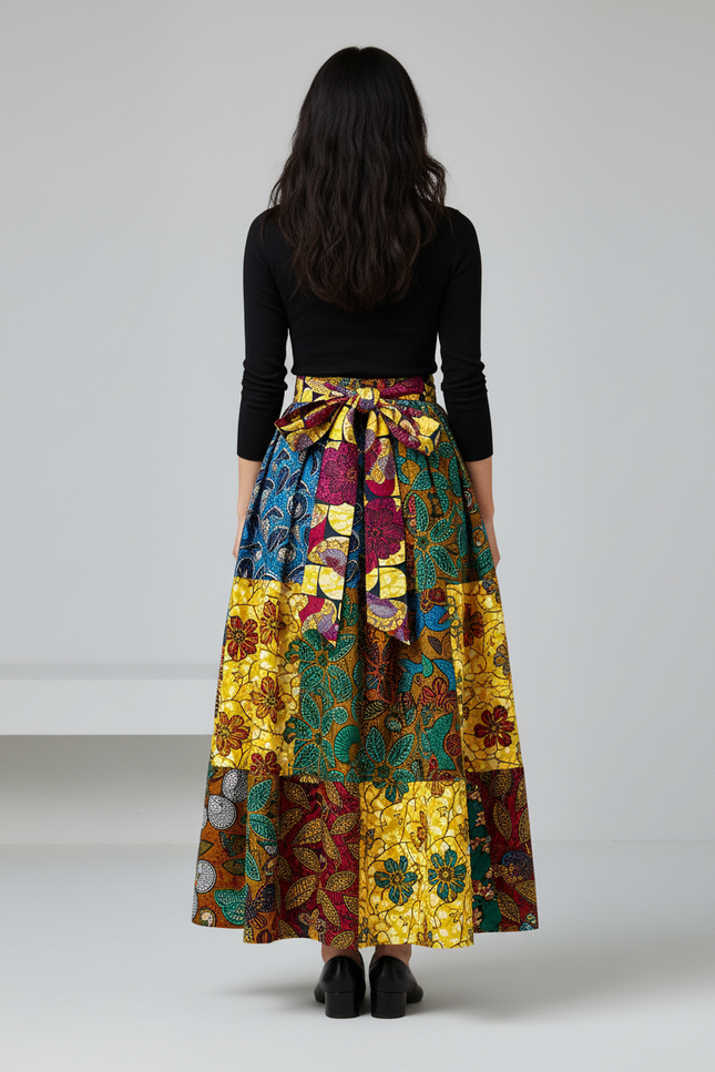 Jupe Longue Patchwork Multicolore Bohème