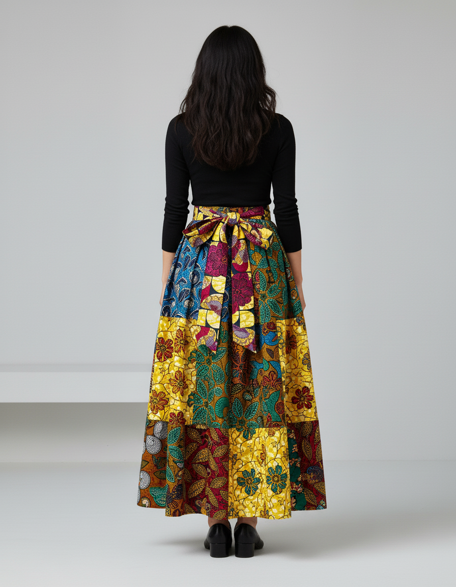 Jupe Longue Patchwork Multicolore Bohème