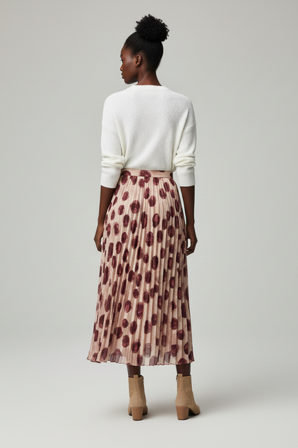 Jupe Longue Plissée À Pois Fluide Femme