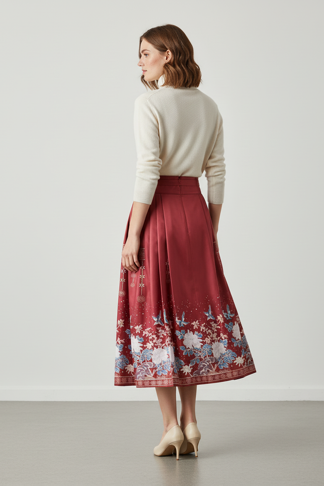 Jupe Longue Fleurie Rose