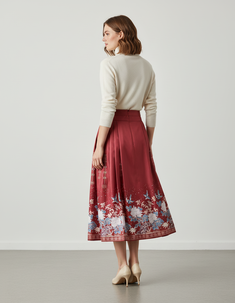 Jupe Longue Fleurie Rose