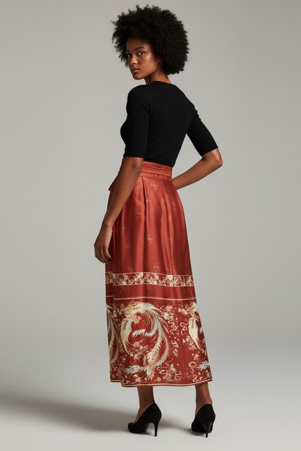 Jupe Longue Satin Orange