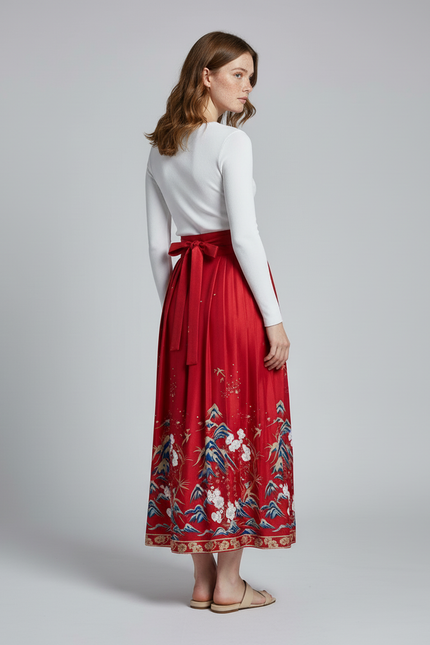 Jupe Longue Rouge Et Blanche