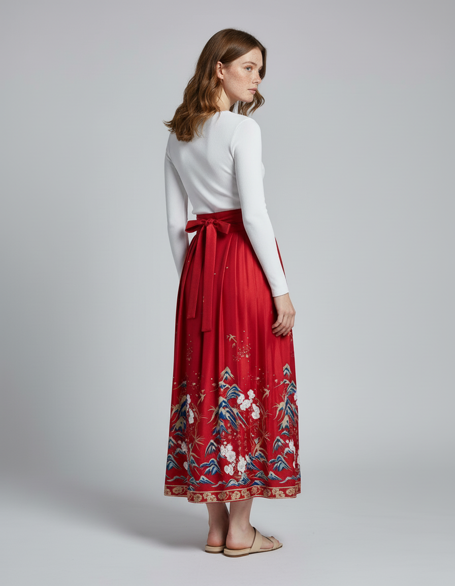 Jupe Longue Rouge Et Blanche