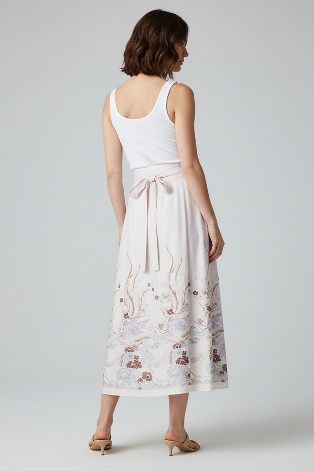 Jupe Longue Rose Pâle Motif Floral Élégante