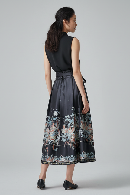 Jupe Longue Plissée Ethnique Élégante