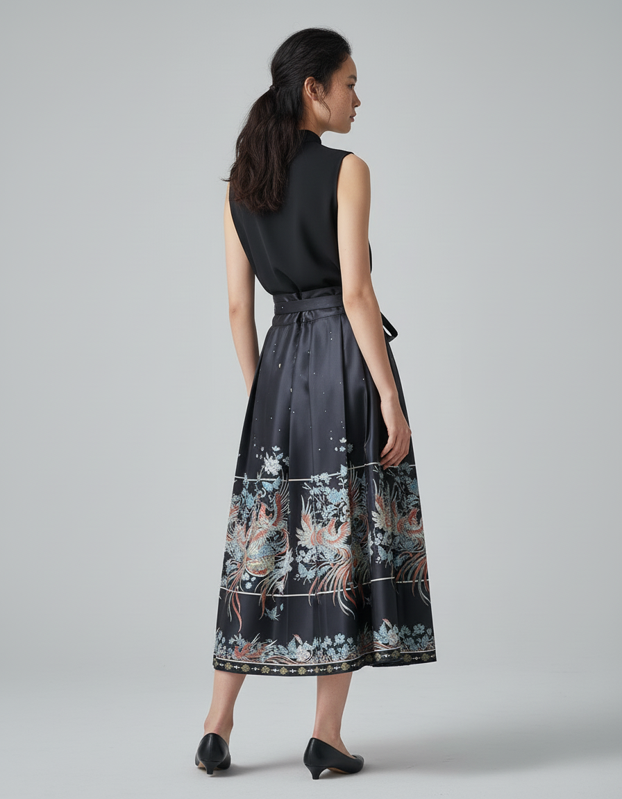 Jupe Longue Plissée Ethnique Élégante